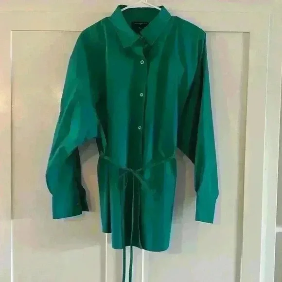 Banana republic Factory button up women’s shirt size large in green. - Picture 2 of 8